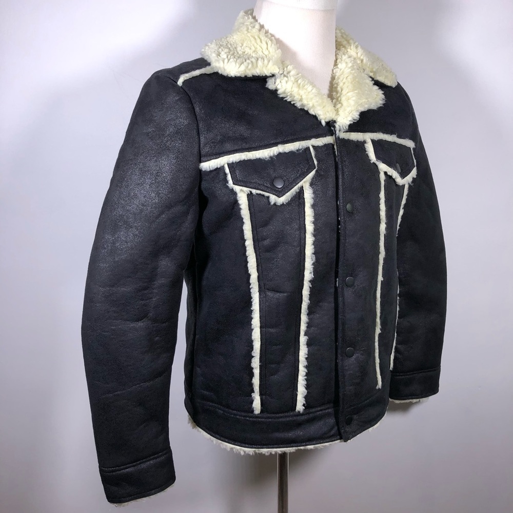 Asos Sherpa Lined and Trimmed Black Jacket - Picture 4 of 15